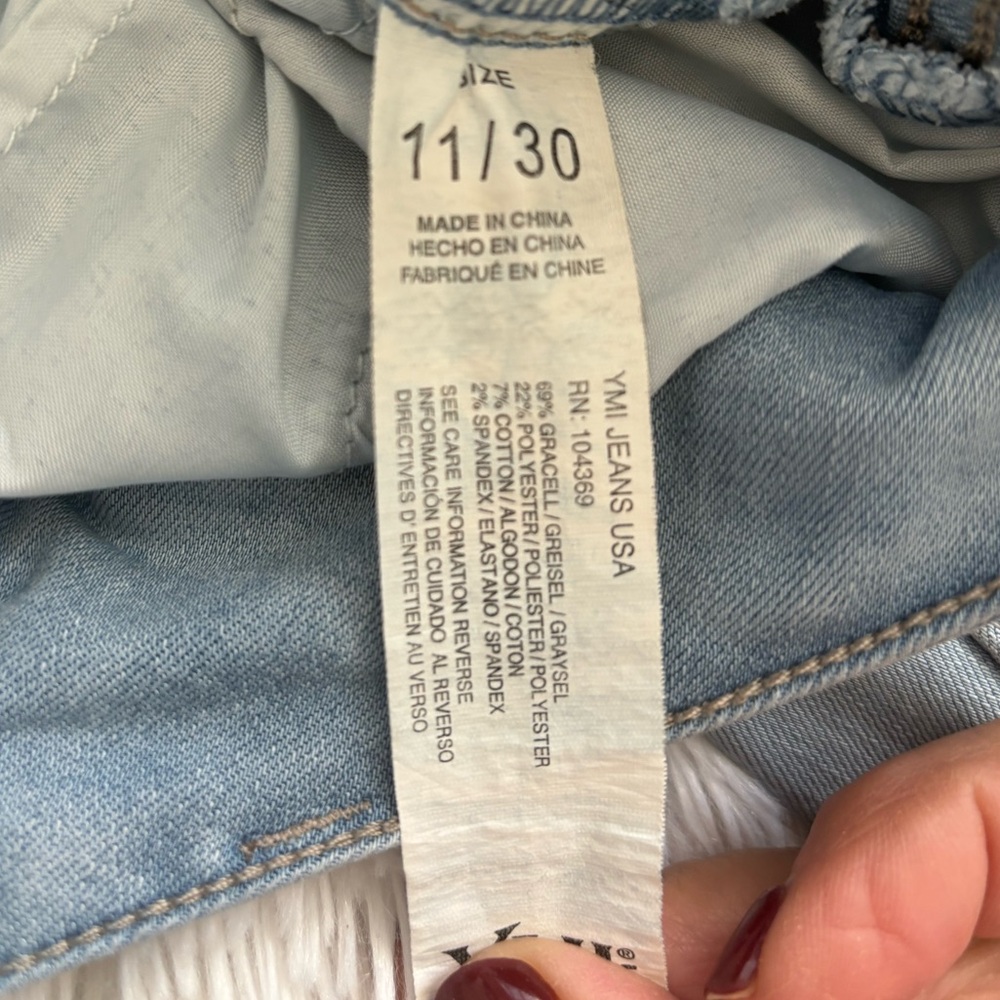 YMI Jeans | High Rise Denim Jean Pant Distressed, 5 Pockets, Stretch (11/30) - Picture 6 of 7